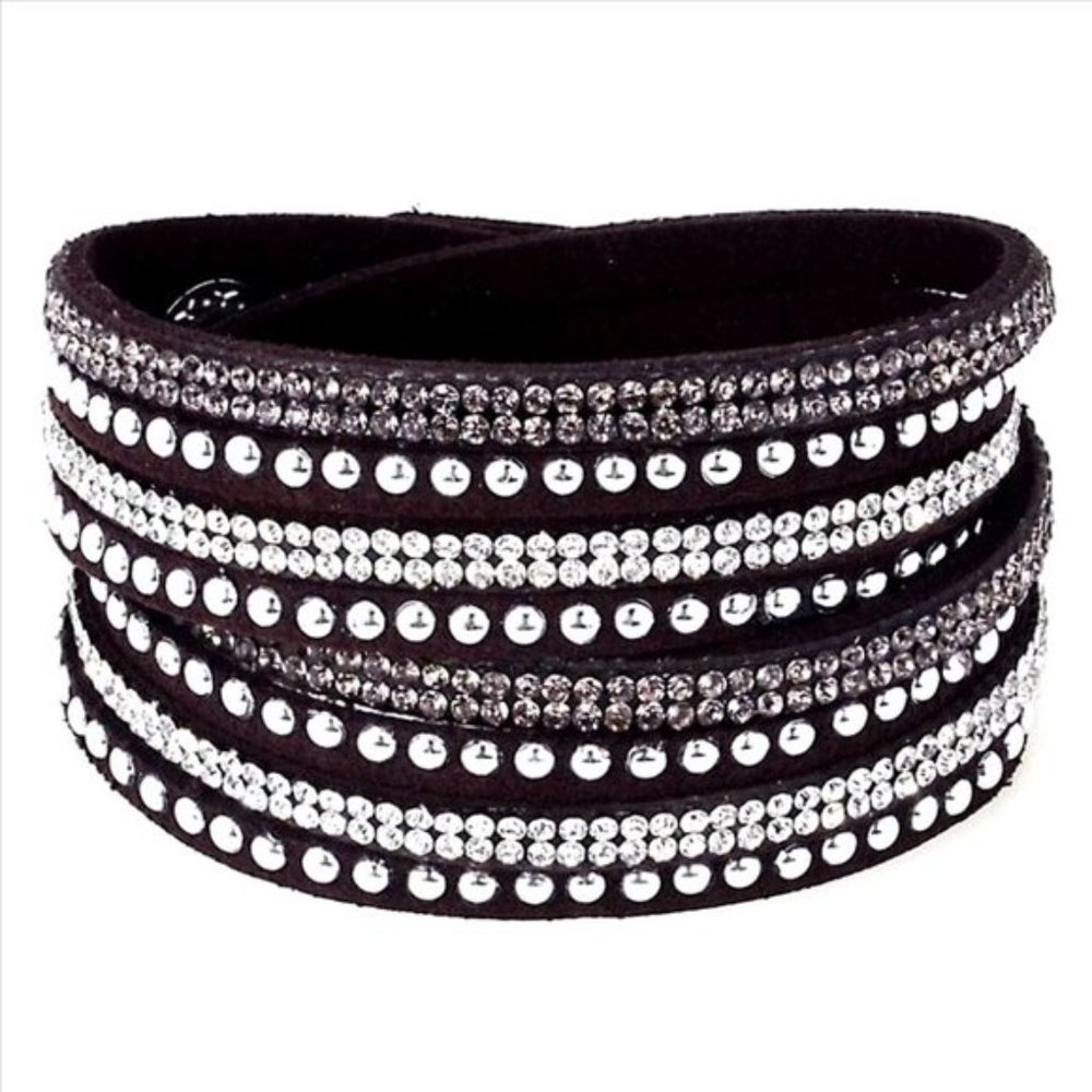 Rhinestone Wrap and Snap Bracelets
